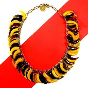 SOLD - VENDOME NECKLACE Tusks Claws LUCITE FRINGE Fangs Horns VINTAGE 1960s
